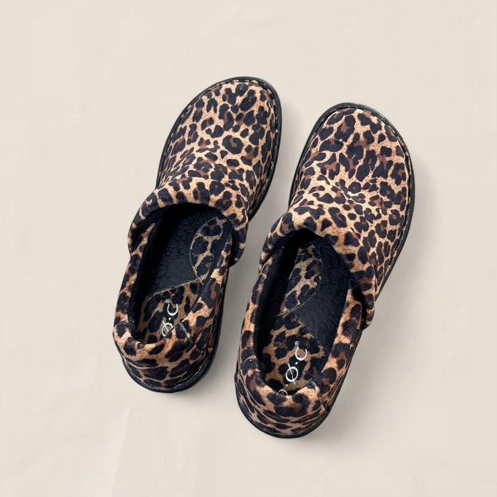 born leopard clog chunky platform funky boho slip ons shoes | size 6.5 - Picture 4 of 8